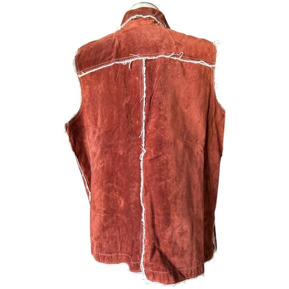 Vintage M. Julian Wilsons Leather distressed patchwork lined brown vest size XL - Picture 6 of 16